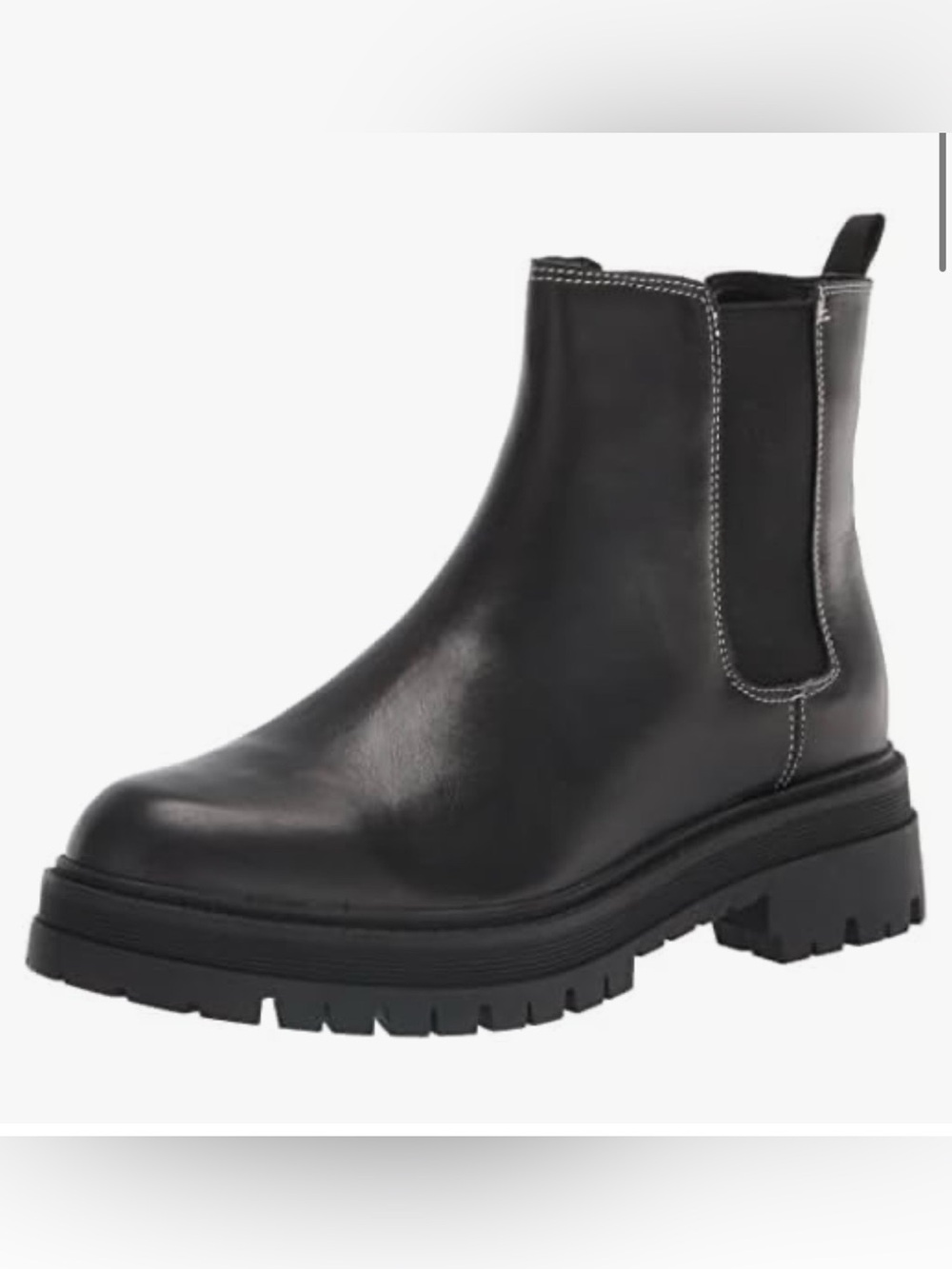 Marc Fisher Leather Pietro Leather Chelsea Boots Lug Sole Black Sz 7.5